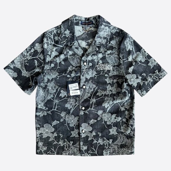 Louis Vuitton Blue & White Floral Monogram Denim Shirt